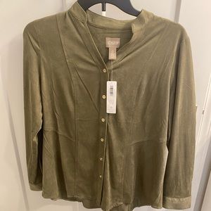 Chicos faux suede button up shirt